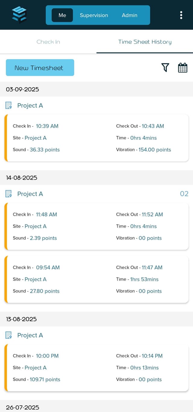 Phone showing time sheet interface
